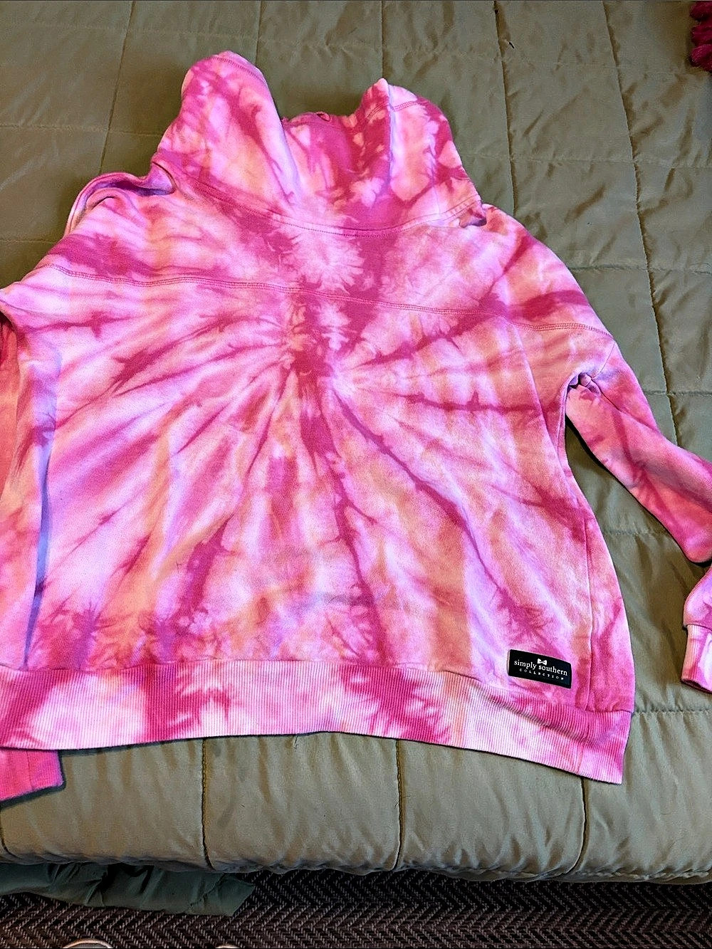 Simply Southern Pink Tie Dye Cowl Neck Pullover Sweatshirt